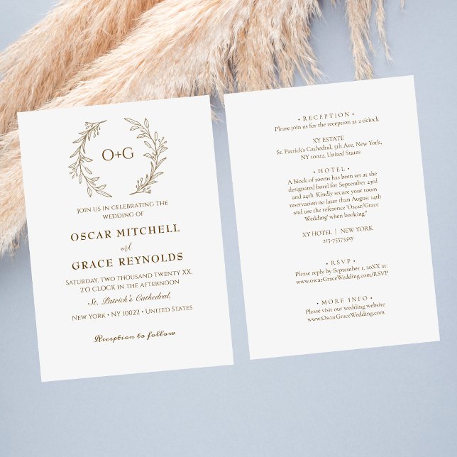Invitación Hoja verde oliva rusa todo en un boda (Subido por el creador)