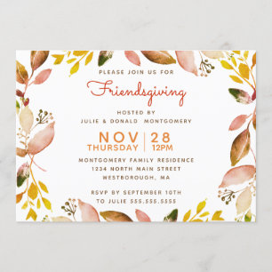 Invitación Hojas acuáticas de color otoño de cobre de oro