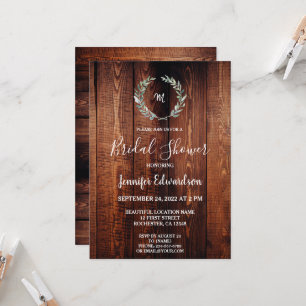 Invitación Hojas acuáticas rusas monograma Ducha de novia