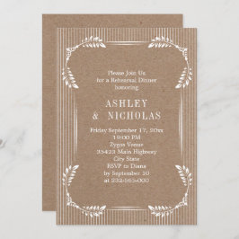 Invitación Hojas blancas kraft papel boda cena de ensayo