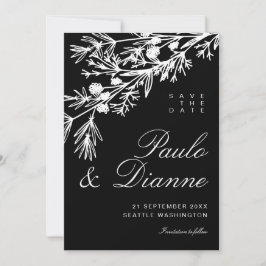 Invitación Hojas Botánicas Dibujadas a Mano para Guardar la F