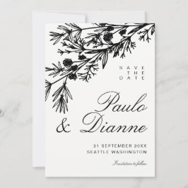 Invitación Hojas botánicas dibujadas a mano para salvar la fe