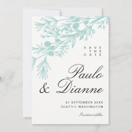 Invitación Hojas botánicas dibujadas a mano para salvar la fe