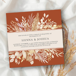 Invitación Hojas botánicas Terracotta Cream Square Boda