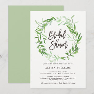 Invitación Hojas Botánicas Verdes Wreath Bridal Shower