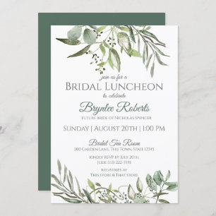 Invitación Hojas botánicas y verde almuerzo de novia