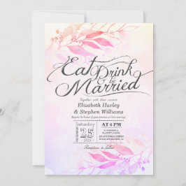 Invitación Hojas de Acuarela COME Bebe & Cásate Boda I