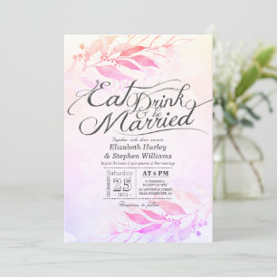 Invitación Hojas de Acuarela COME Bebe & Cásate Boda I