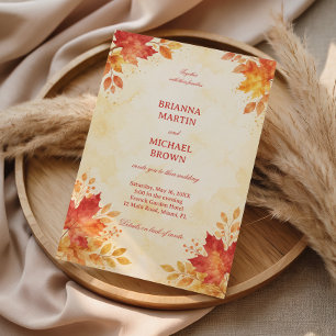 Invitación Hojas de Acuarela de Otoño Cálidas