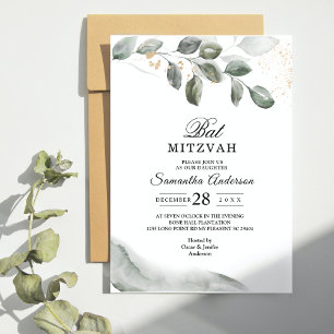 Invitación Hojas de Acuarela Gentle Greenery   Polvo de Oro  