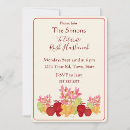 Invitación Hojas de acuarela pintadas a mano Manzanas Rosh Ha