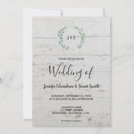 Invitación Hojas de acuarela rusas en Boda monograma de mader