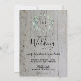 Invitación Hojas de acuarela rusas en Boda monograma de mader