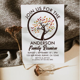 Invitación Hojas de árbol familiar de la Reunión de la Famili