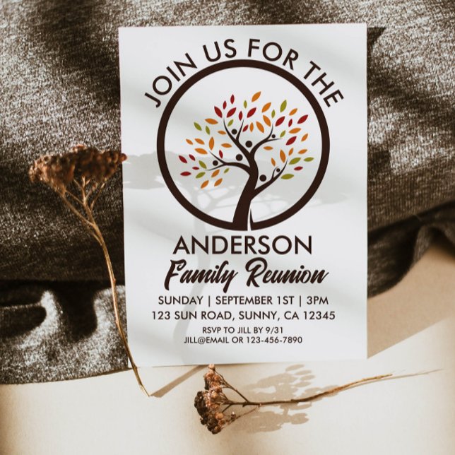 Invitación Hojas de árbol familiar de la Reunión de la Famili (Subido por el creador)