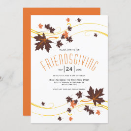 Invitación Hojas de arce marrón y naranja otoño Amistad