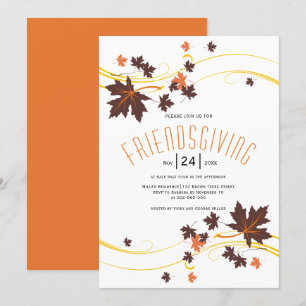 Invitación Hojas de arce marrón y naranja otoño Amistad