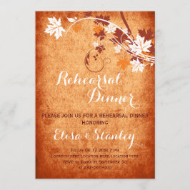 Invitación Hojas de arce naranja caída cena de ensayo de boda
