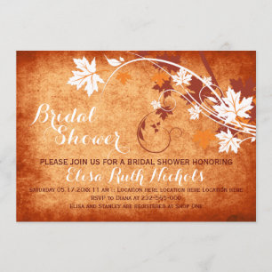 Invitación Hojas de arce naranja caída novia ducha