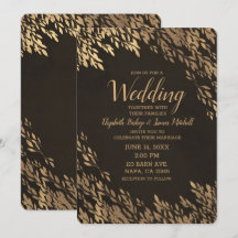 Hojas de Bronce Dorado Marrón Chic Rústico Boda