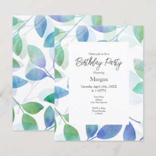 Invitación Hojas de color azul turquesa