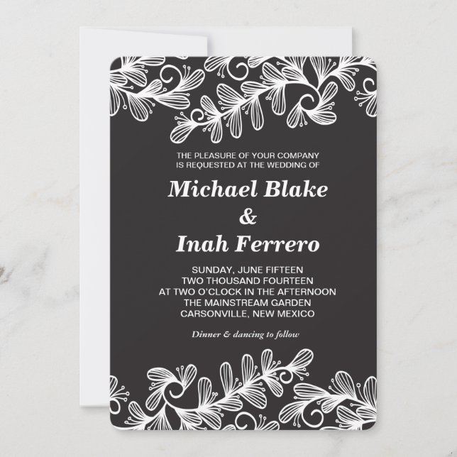 Invitación hojas de doodle (Anverso)