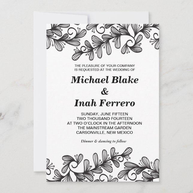 Invitación hojas de doodle (Anverso)