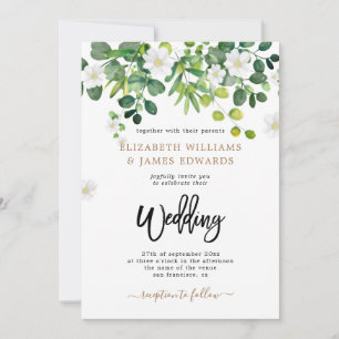 Invitación Hojas de eucalipto boda rústica moderna