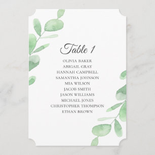 Invitación Hojas de eucalipto. Listas de asientos simples par
