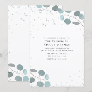 Invitación Hojas de Eucalipto Verde Boda Rústica