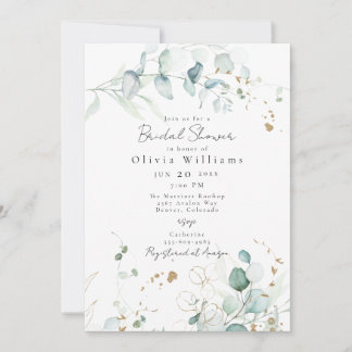 Invitación Hojas de eucalipto y follaje Ducha de novia