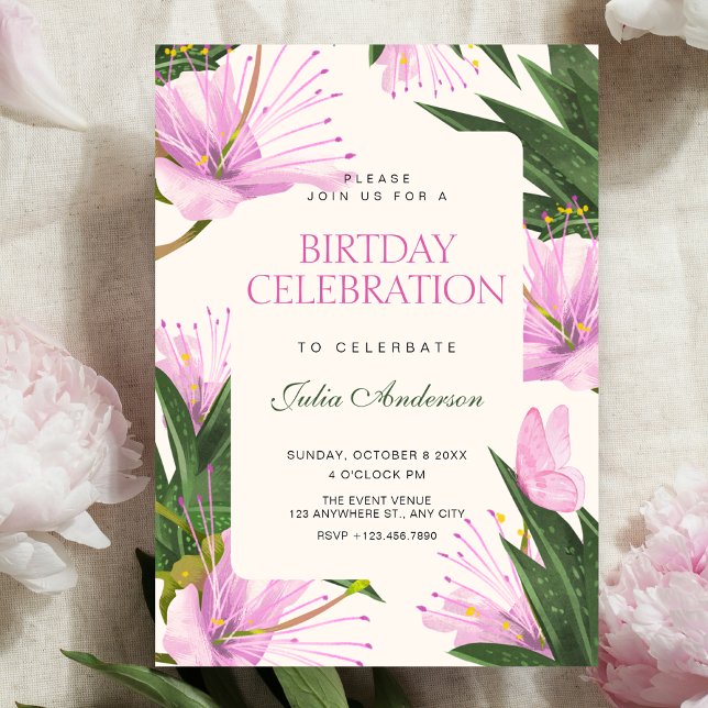 Invitación Hojas de flores cumpleaños (Subido por el creador)