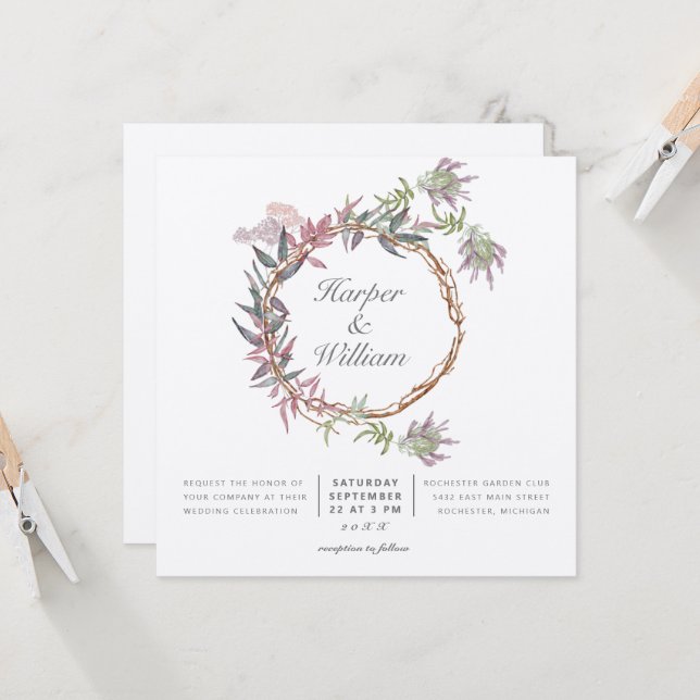 Invitación hojas de follaje boda de flores tropicales (Anverso/Reverso In Situ)