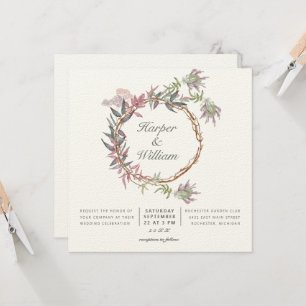 Invitación hojas de follaje boda de flores tropicales