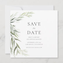 Hojas de Goma de Eucalipto Verde Save the Date