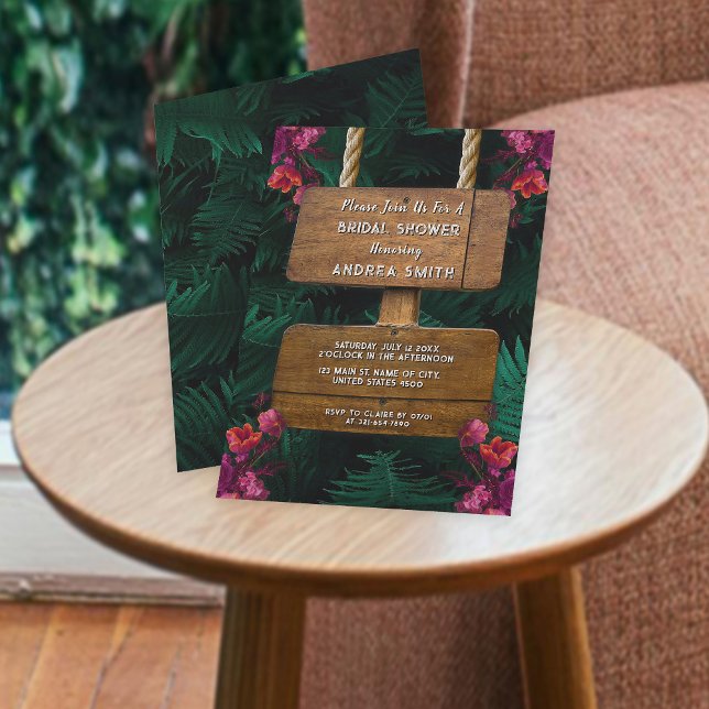 Invitación Hojas de helecho verde y ducha de novia floral (Subido por el creador)