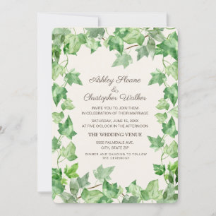 Invitación Hojas de hiedra verde elegante crema boda