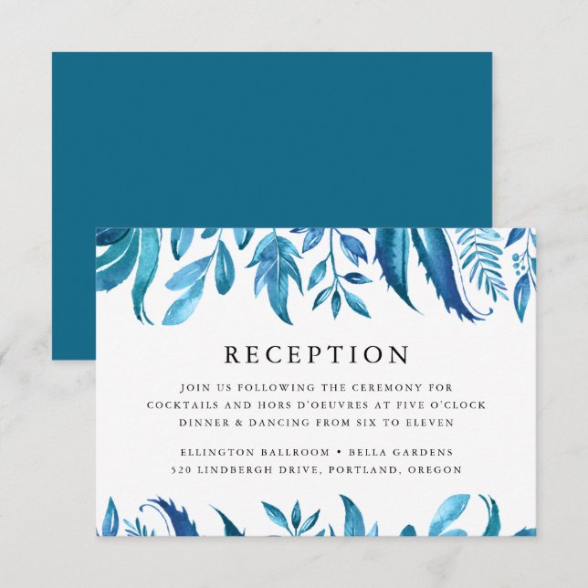 Invitación Hojas de Índigo | Recepción de Boda (Anverso / Reverso)