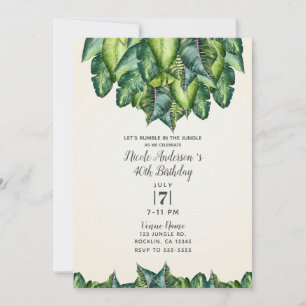 Invitación Hojas de Jungla Tropical Verde Cumpleaños Botánico