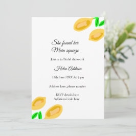 Invitación hojas de limón dibujadas a mano añaden ducha de no