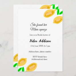 Invitación hojas de limón dibujadas a mano añaden ducha de no