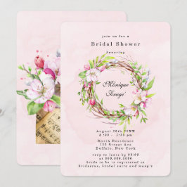 Invitación Hojas de manzana en floral en la ducha de novia