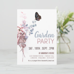 Invitación Hojas de mariposa, elegante Fiesta de jardín