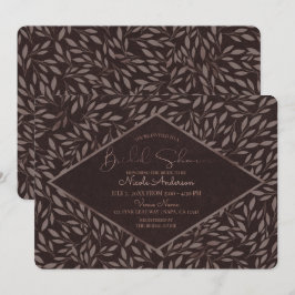Invitación Hojas de Mauve de Chocolate Bridal Shower Botánico