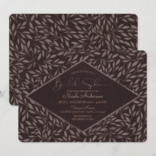 Invitación Hojas de Mauve de Chocolate Bridal Shower Botánico