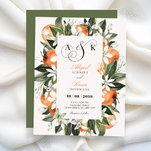 Invitación Hojas de naranja botánicas acuarela boda