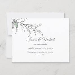 Invitación Hojas de oliva verdes dibujadas a mano