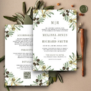 Invitación Hojas de olivo todo en un código QR Boda formal