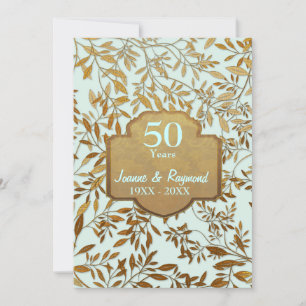 Invitación Hojas de Oro 50 Aniversario de Boda