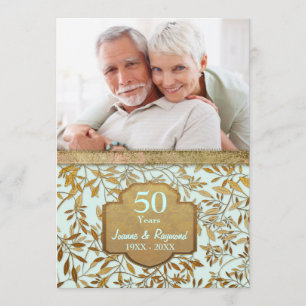Invitación Hojas de Oro 50 Aniversario de Boda